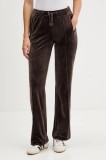 Juicy Couture pantaloni de trening din velur culoarea maro, cu imprimeu, JCWBJ225307