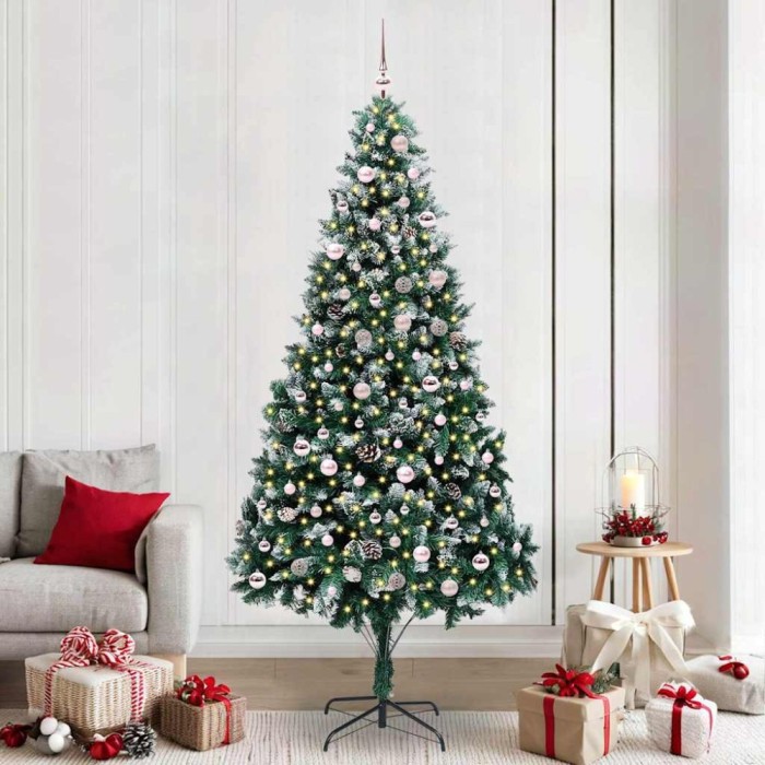 vidaXL Brad de Crăciun artificial Verde 240 cm PVC și Oțel și Plastic 3396284