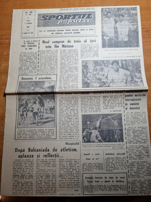 sportul popular 3 octombrie 1967-ilie nastase noul campion al tarii,uta arad