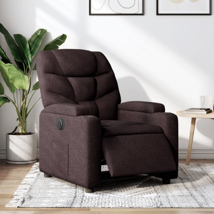vidaXL Fotoliu rabatabil electric, maro &icirc;nchis, material textil 3204577