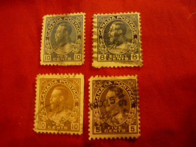 4 Timbre Canada 1922 Rege Eduard VII stampilate foto