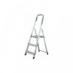 Scara dubla cu trepte pe o parte din aluminiu, Krause, Corda, 2.55m inaltime lucru, 3 trepte, pliabila