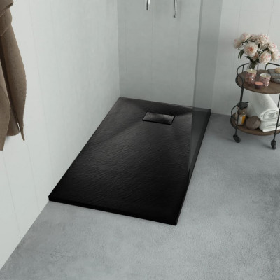 vidaXL Cădiță de duș, negru, 90 x 90 cm, SMC foto