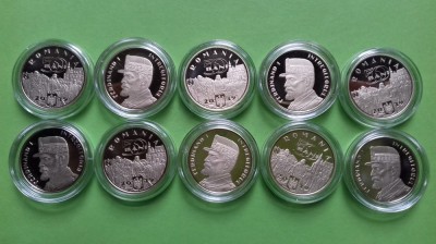 Set 10 buc moneda 50 bani 2019 Ferdinand Intregitorul proof in capsula foto