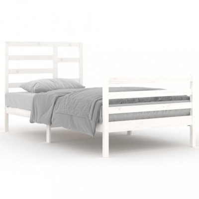 Cadru de pat, alb, 100x200 cm, lemn masiv foto