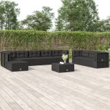 Cumpara ieftin Set mobilier de grădină cu perne, 10 piese, negru, poliratan