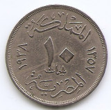 Egipt 10 Milliemes 1938 - Farouk, Cupru-nichel, 23 mm KM-364 (3), Africa