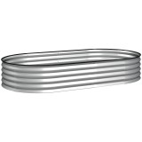 Outsunny Jardinieră ridicată din oțel galvanizat pat de grădină bordură cauciuc 181 x 93 x 30 cm argintiu | Aosom Romania