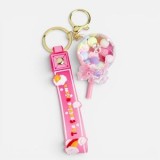 Breloc Charm Acadea Transparent cu Confetti și Manschetă Roz, CMCLASS