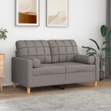Gossi canapea cu 2 locuri cu pernute, gri taupe, 120 cm, textil