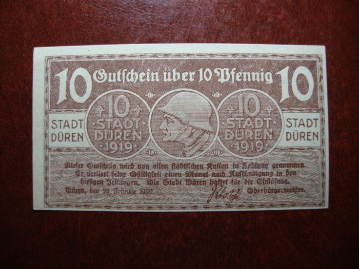GERMANIA DUREN 10 PF 1919 UNC