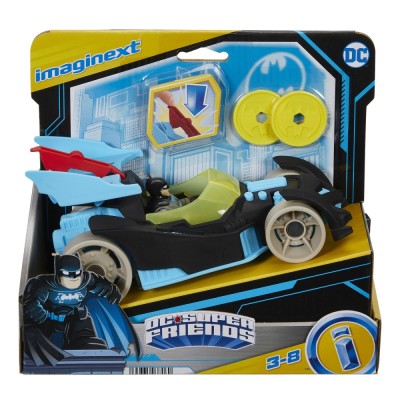 FISHER PRICE IMAGINEXT DC SUPER FRIENDS VEHICUL CU FIGURINA BATMAN CU COSTUM GRI foto