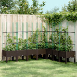 VidaXL Jardinieră de grădină cu spalier, maro, 200x160x142,5 cm, PP