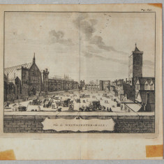 "Westminster Hall" gravura veche 1707