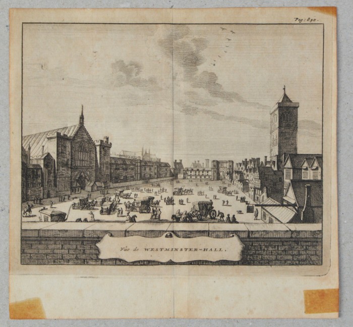 &quot;Westminster Hall&quot; gravura veche 1707