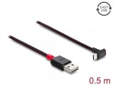 Cablu EASY-USB 2.0-A la USB Type C drept/unghi sus/jos T-T 0.5m Negru, Delock 81549