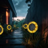 Lampa Solara de Gradina Floarea-Soarelui, LED Alb Cald, 35 cm, Galbena