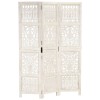 Paravan cameră sculptat manual 3 panouri alb 120x165 cm mango