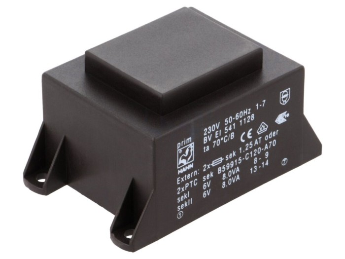 Transformator &icirc;ncapsulat 16VA 230V 6V PCB