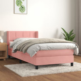 Cumpara ieftin Pat box spring cu saltea, roz, 80x200 cm, catifea