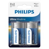 Baterie ultra alkaline lr20 d blister 2 buc p, Philips