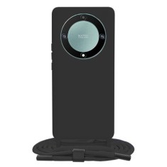 Husa Honor Magic 5 Lite cu snur, Silicon + Microfibra, Protectie Antisoc, Negru , Techsuit CLT