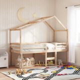 vidaXL Pat &icirc;nalt cu acoperiș, 90x200 cm, lemn masiv de pin