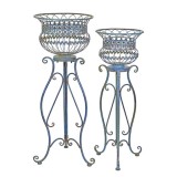 Set doua jardinere din fier forjat antik blue XZ-55, Jardiniere