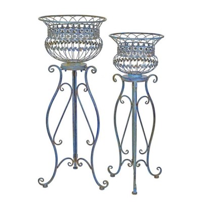 Set doua jardinere din fier forjat antik blue XZ-55 foto