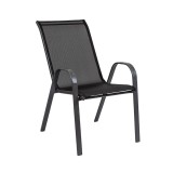 Scaun de Gradina Leziter Como Negru Otel si Textil Pliabil 92 cm Inaltime