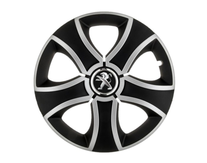 Set 4 capace roti Bis Gri-Negru R14 pentru gama auto Peugeot