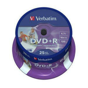 DVD+R VERBATIM 4,7 GB 16X PRINTABIL CAKE 25B foto