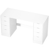 HOMCOM Birou 140 cm cu 8 sertare, masă de birou modernă cu spațiu de depozitare, aspect lemn alb | Aosom Romania
