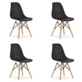 Set 4 scaune stil scandinav, Artool, Osaka, PP, lemn, negru si natur, 46x54x81 cm GartenVIP DiyLine