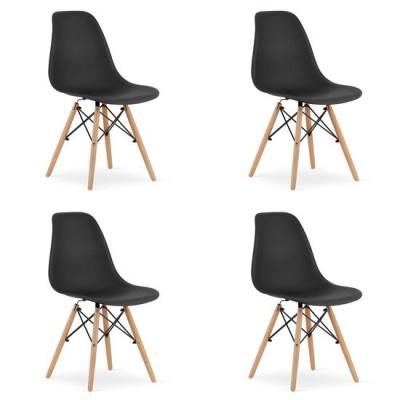 Set 4 scaune stil scandinav, Artool, Osaka, PP, lemn, negru si natur, 46x54x81 cm GartenVIP DiyLine foto