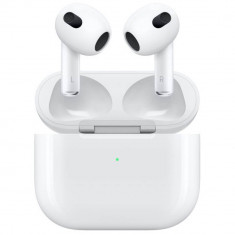 Casti True Wireless Apple AirPods Gen. 3, Incarcare Wireless, Bluetooth, Alb