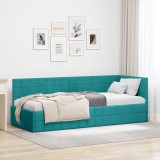 vidaXL Cadru de pat colțar cu headboard Turcoaz 80 cm x 200 cm Catifea 42016376