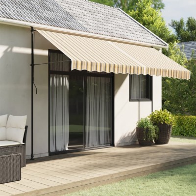 vidaXL P&amp;acirc;nză de rezervă copertină, dungi multicolore, 4x3 m foto