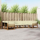 vidaXL Set de canapele de exterior cu pernă 7 pcs Natural și Crem 3369817