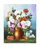 Cumpara ieftin Tablou pictat manual, Vaza cu crizanteme, 60x50cm pictura ulei pe panza, Constantin Feraru