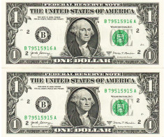 Statele Unite ale Americii USA SUA 1 Dolar 2017 Set 2 Bancnote aUNC B New York foto