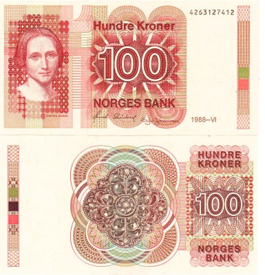 Norvegia 100 Kroner 1988 P-43d UNC foto