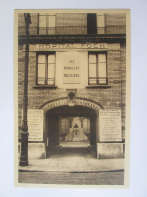 Carte postala necirculată Paris-Spitalul militar Foch,intrarea princip.anii 20 foto