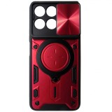 Husa spate TPU negru si plastic rosu, inel si protectie camera, pentru Honor 200 Smart, X7c
