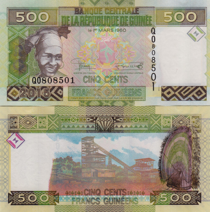 Guinea 500 Francs 2015 P-47a UNC