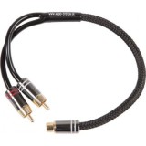 SISTEM AUDIO Cablu RCA high-end (pereche) Cablu Y-RCA OFC de 300 mm (1x M si 2x conector F) cu SNAKE SKIN Conector metalic masiv cu fanta oblica de 8