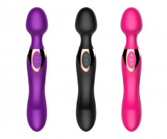 Vibrator Dildo Clitoris Strong Lilo Magic Wand Sex Toy Cap Dublu Plug Negru foto