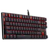 Cumpara ieftin Tastatura gaming mecanica wireless Redragon Mahoraga neagra iluminare rosie switch-uri rosii