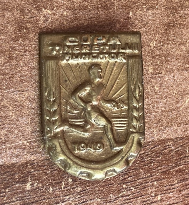 QW9 N8 57 - insigna - comunism - Cupa tineretului muncitor - 1949