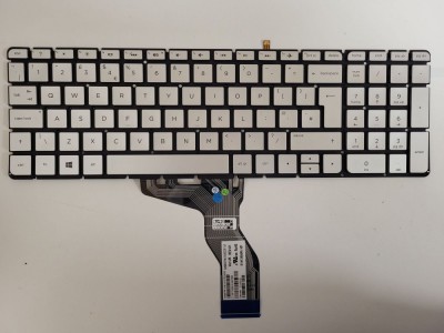 Tastatura Laptop, HP, Pavilion 250 G6, 256, 17-G, iluminata, argintie, layout UK foto